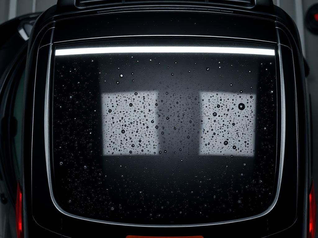 Hail damage repair Longview Kilgore — black SUV roof under inspection lighting revealing East Texas hail dents